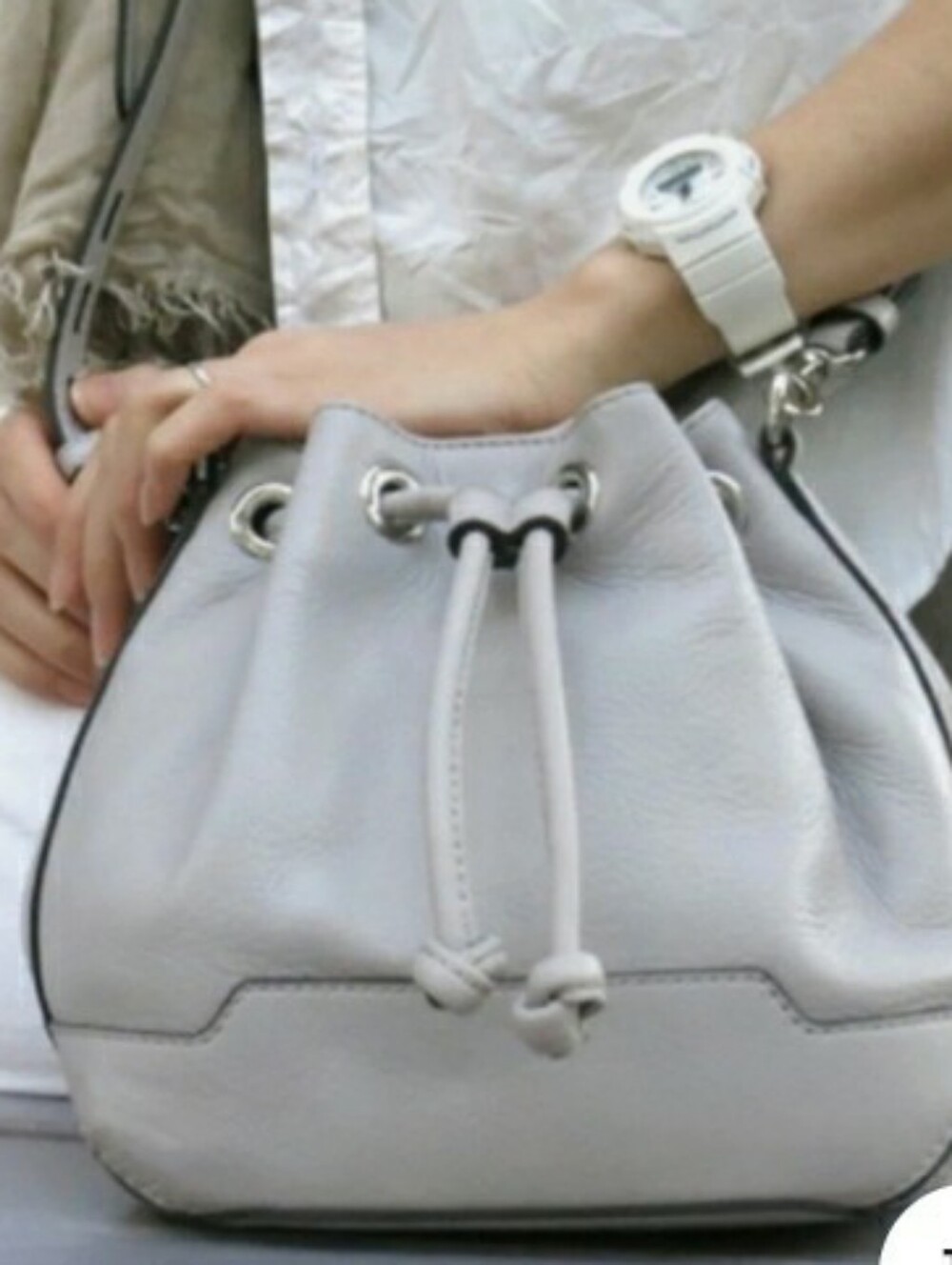 Rebecca Minkoff White Leather Bucket Bag